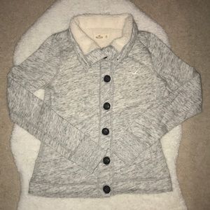 NWOT Heather Grey Sherpa Button Up Sweatshirt
